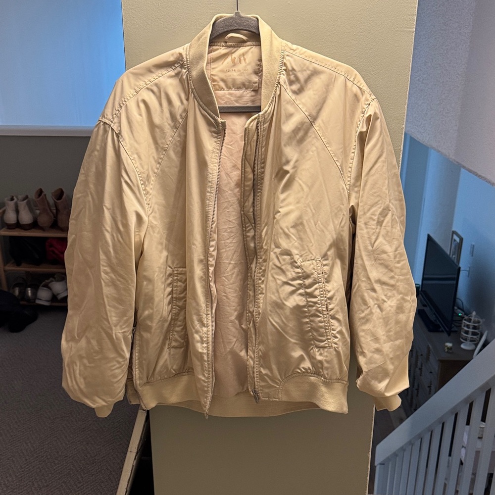 Zara Cream Bomber Jacket - Men's Lightweight Varsity Coat